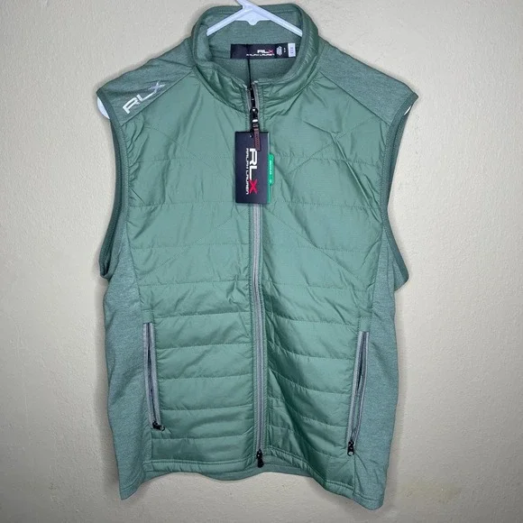 Ralph Lauren RLX Golf Full Zip Vest Men's Size Small Wicking Stretch Green Blue - Picture 1 of 9